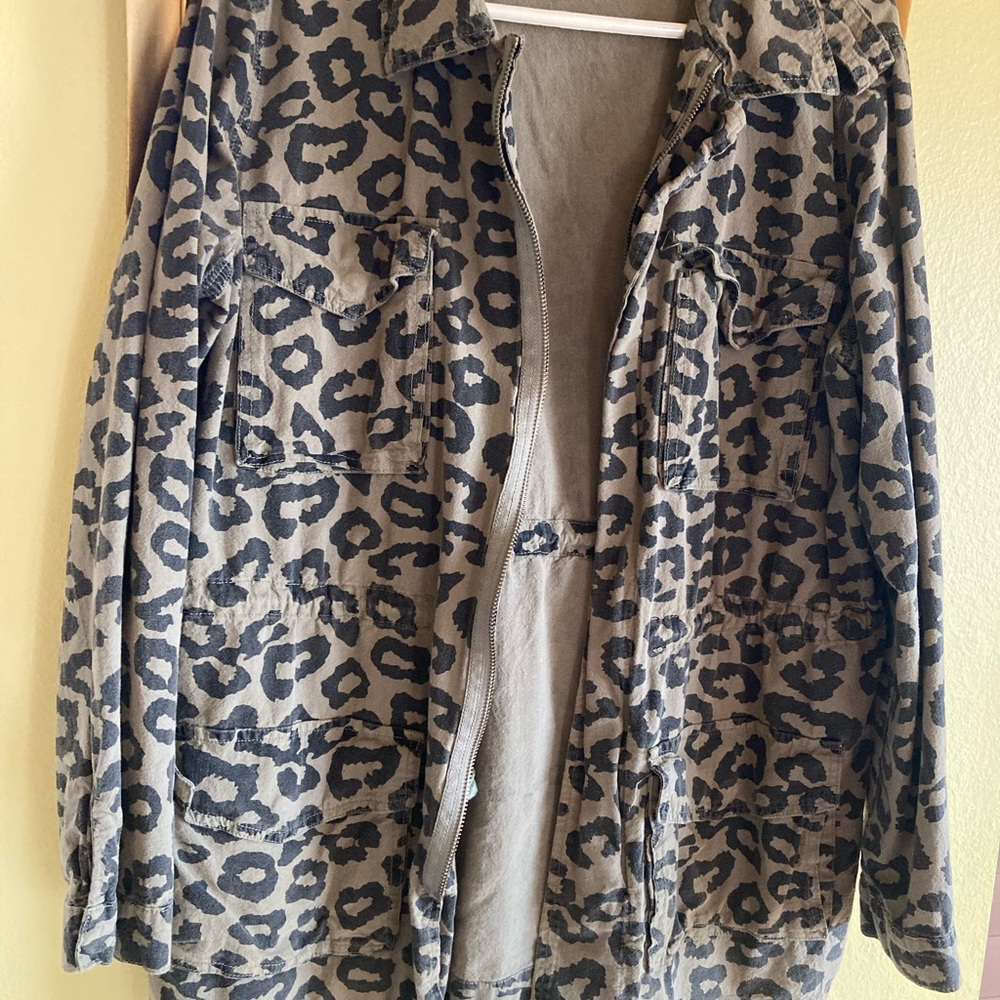Ellison Leopard Print Utility Jacket - Brown and Black